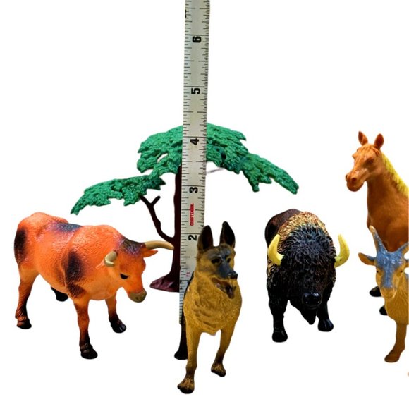 Plastic Down on the Farm Animals - Hard Plastic - Lot of 8 + 2 Trees - Picture 7 of 7